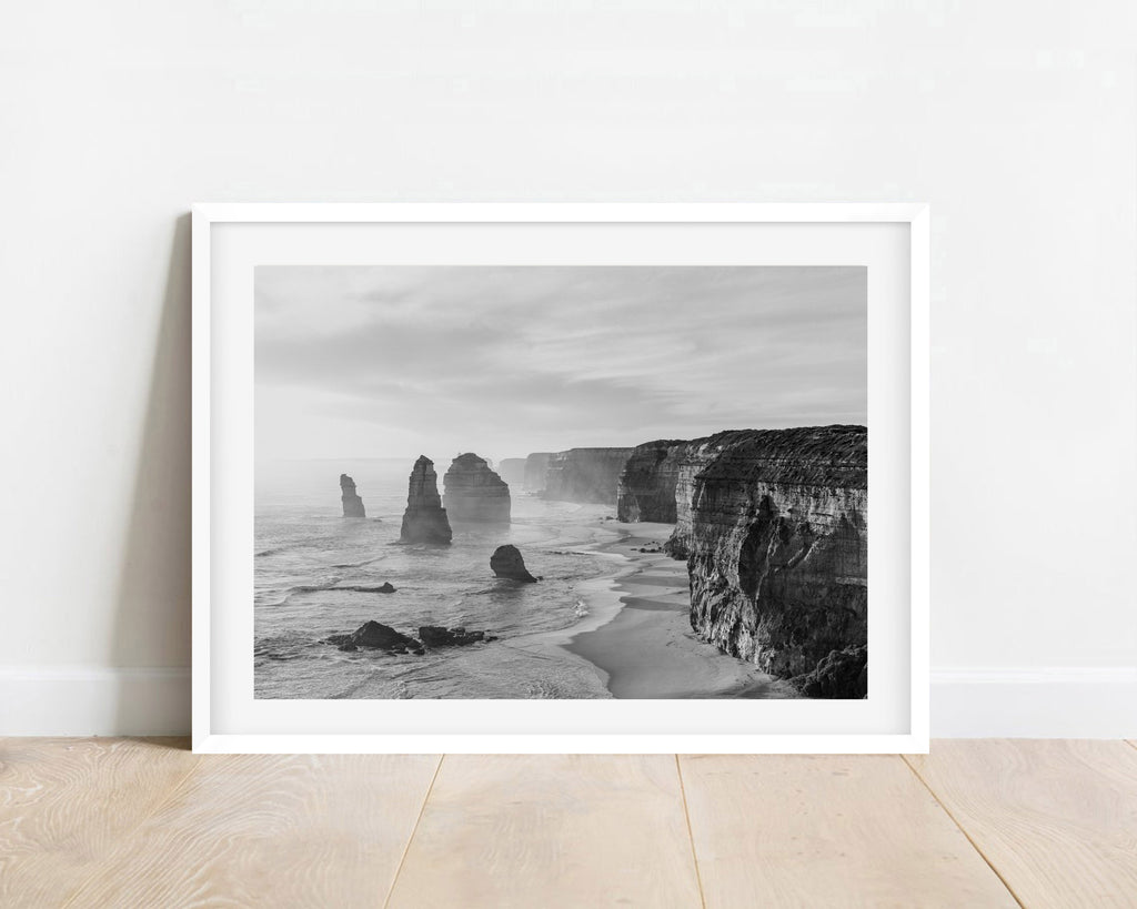 12 Apostles at Sunset Landscape Black & White Print